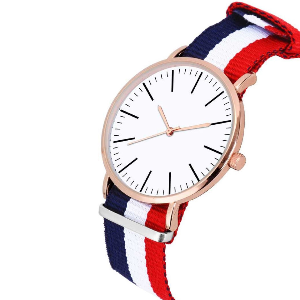 Trending High Quality Luxury Women Stylish Nylon Belt Bracelet Unisex Simple Fashion Quartz Watch Gold Wristwatch Clock Dress
