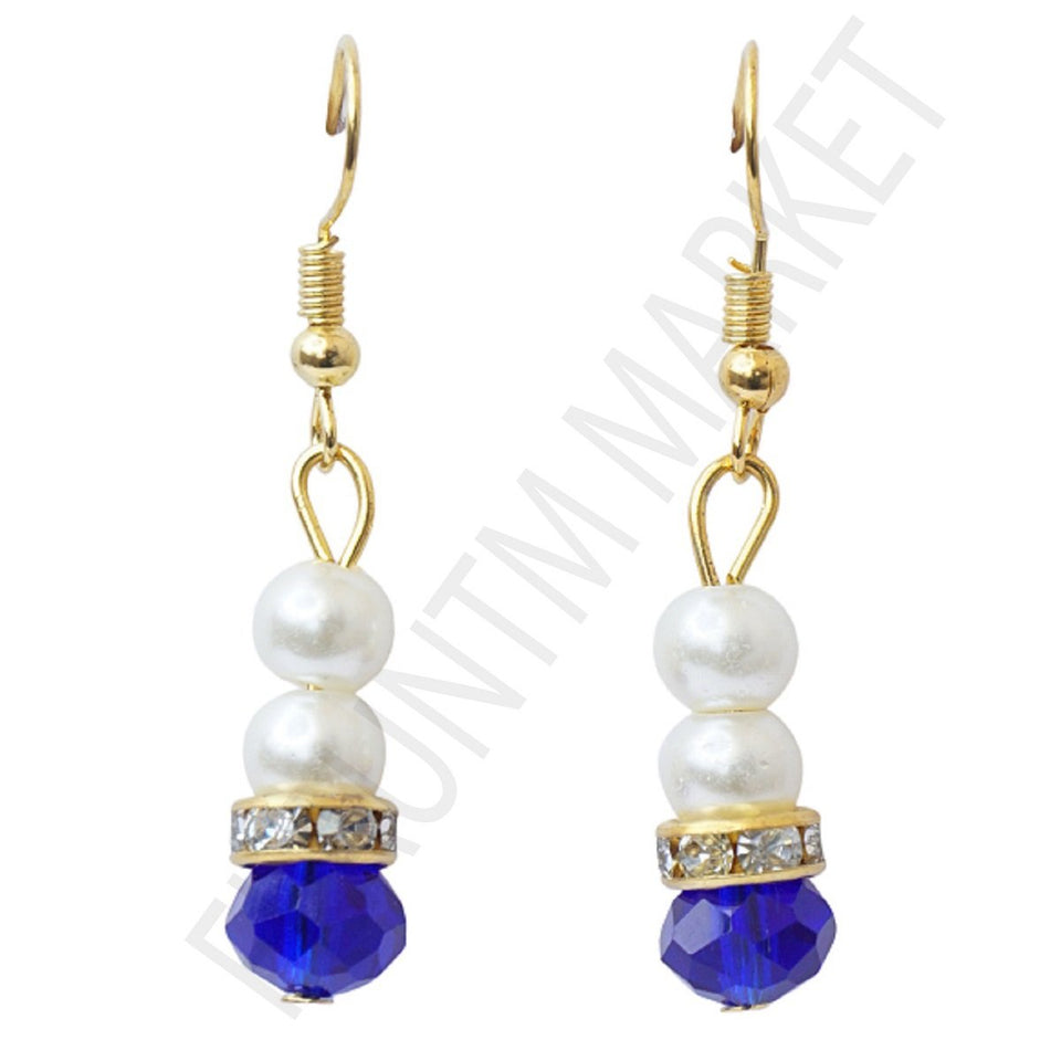 New Fashionable Best Quality Designer Pearls Stylish Trending Jewel stone Set (Royal Blue)