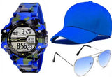 NEW SERIES NEW COMBO ANALOG ROUND BLACK UNIQUE POINTER SILICON STRAP + KABIR SINGH SUNGLASS HOT LOOKING Digital Watch - For Boys