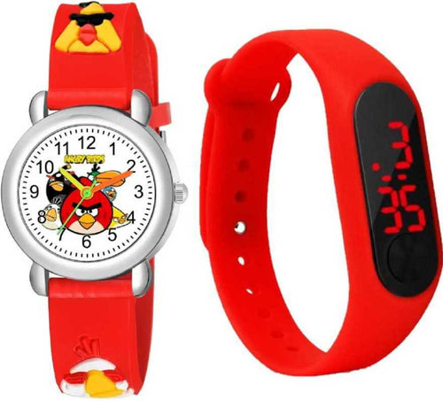 New Generation Stylish 2021 Unisex Kids White Analogue Watch Red Angry Combo M2 Kids Exclusive Style Kids Watches Analog Watch - For Boys & Girls