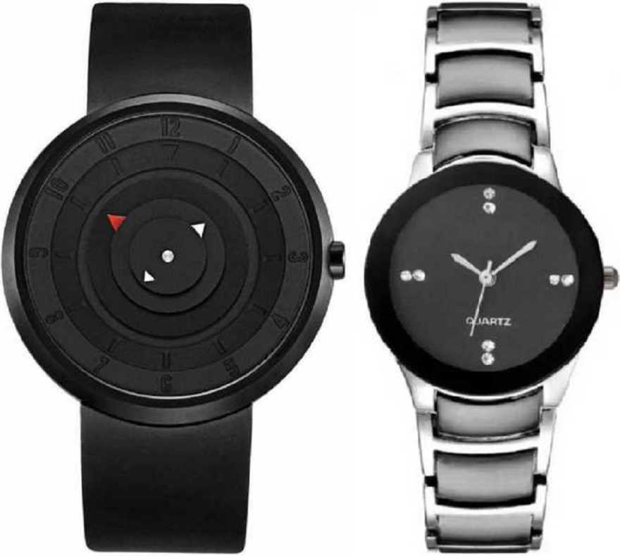 New Style lovers Analog Black Dial Couple Watch Best Couple Analog Watch - For Men & Women