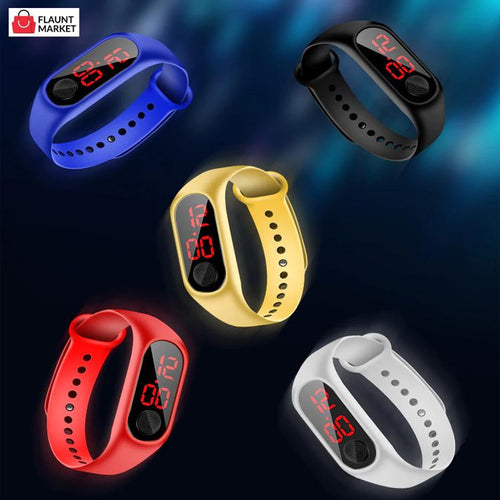 Trending Sports Watches For Kids Children men women five (5) Pieces Led Digital Ultra-light Silicone Strap Teen Boys Girls Wristwatch Unisex Great Item For Gift